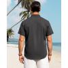 imageJVER Mens Cotton Linen Short Sleeve Shirts Casual Button Down Shirt for Men Beach Summer Vacation Wedding TopsDark Grey