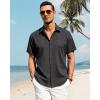 imageJVER Mens Cotton Linen Short Sleeve Shirts Casual Button Down Shirt for Men Beach Summer Vacation Wedding TopsDark Grey
