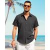imageJVER Mens Cotton Linen Short Sleeve Shirts Casual Button Down Shirt for Men Beach Summer Vacation Wedding TopsDark Grey