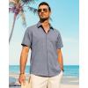 imageJVER Mens Cotton Linen Short Sleeve Shirts Casual Button Down Shirt for Men Beach Summer Vacation Wedding TopsDenim Blue