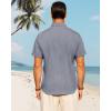 imageJVER Mens Cotton Linen Short Sleeve Shirts Casual Button Down Shirt for Men Beach Summer Vacation Wedding TopsDenim Blue