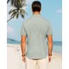 imageJVER Mens Cotton Linen Short Sleeve Shirts Casual Button Down Shirt for Men Beach Summer Vacation Wedding TopsGreen