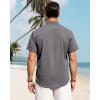 imageJVER Mens Cotton Linen Short Sleeve Shirts Casual Button Down Shirt for Men Beach Summer Vacation Wedding TopsGrey Blue