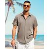 imageJVER Mens Cotton Linen Short Sleeve Shirts Casual Button Down Shirt for Men Beach Summer Vacation Wedding TopsKhaki