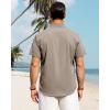imageJVER Mens Cotton Linen Short Sleeve Shirts Casual Button Down Shirt for Men Beach Summer Vacation Wedding TopsKhaki