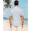imageJVER Mens Cotton Linen Short Sleeve Shirts Casual Button Down Shirt for Men Beach Summer Vacation Wedding TopsLight Blue