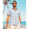 imageJVER Mens Cotton Linen Short Sleeve Shirts Casual Button Down Shirt for Men Beach Summer Vacation Wedding TopsLight Blue