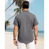 imageJVER Mens Cotton Linen Short Sleeve Shirts Casual Button Down Shirt for Men Beach Summer Vacation Wedding TopsLight Grey