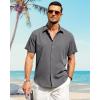 imageJVER Mens Cotton Linen Short Sleeve Shirts Casual Button Down Shirt for Men Beach Summer Vacation Wedding TopsLight Grey