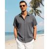 imageJVER Mens Cotton Linen Short Sleeve Shirts Casual Button Down Shirt for Men Beach Summer Vacation Wedding TopsLight Grey