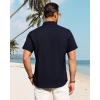 imageJVER Mens Cotton Linen Short Sleeve Shirts Casual Button Down Shirt for Men Beach Summer Vacation Wedding TopsNavy