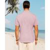 imageJVER Mens Cotton Linen Short Sleeve Shirts Casual Button Down Shirt for Men Beach Summer Vacation Wedding TopsPink