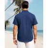 imageJVER Mens Cotton Linen Short Sleeve Shirts Casual Button Down Shirt for Men Beach Summer Vacation Wedding TopsRoyal Blue
