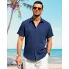 imageJVER Mens Cotton Linen Short Sleeve Shirts Casual Button Down Shirt for Men Beach Summer Vacation Wedding TopsRoyal Blue