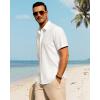 imageJVER Mens Cotton Linen Short Sleeve Shirts Casual Button Down Shirt for Men Beach Summer Vacation Wedding TopsWhite