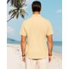 imageJVER Mens Cotton Linen Short Sleeve Shirts Casual Button Down Shirt for Men Beach Summer Vacation Wedding TopsYellow
