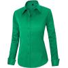 imageJVER Womens Dress Shirts Long Sleeve Button Down Shirts WrinkleFree Solid Work BlouseDark Green