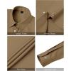 imageJVER Womens Dress Shirts Long Sleeve Button Down Shirts WrinkleFree Solid Work BlouseDark Khaki