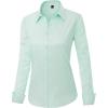 imageJVER Womens Dress Shirts Long Sleeve Button Down Shirts WrinkleFree Solid Work BlouseGreen
