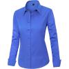 imageJVER Womens Dress Shirts Long Sleeve Button Down Shirts WrinkleFree Solid Work BlouseIndigo