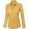 imageJVER Womens Dress Shirts Long Sleeve Button Down Shirts WrinkleFree Solid Work BlouseLemon Yellow