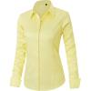 imageJVER Womens Dress Shirts Long Sleeve Button Down Shirts WrinkleFree Solid Work BlouseLight Yellow