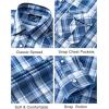 imageMens Plaid Pearl Snap Button Shirts Casual Long Sleeve Checked Shirt Western Cowboy Shirts with Two Pockets for WorkBlue