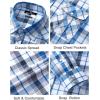imageMens Plaid Pearl Snap Button Shirts Casual Long Sleeve Checked Shirt Western Cowboy Shirts with Two Pockets for WorkBlue White