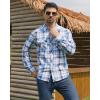 imageMens Plaid Pearl Snap Button Shirts Casual Long Sleeve Checked Shirt Western Cowboy Shirts with Two Pockets for WorkGreen