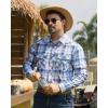 imageMens Plaid Pearl Snap Button Shirts Casual Long Sleeve Checked Shirt Western Cowboy Shirts with Two Pockets for WorkGreen