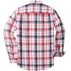 imageMens Plaid Pearl Snap Button Shirts Casual Long Sleeve Checked Shirt Western Cowboy Shirts with Two Pockets for WorkRed White