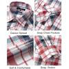 imageMens Plaid Pearl Snap Button Shirts Casual Long Sleeve Checked Shirt Western Cowboy Shirts with Two Pockets for WorkRed White