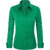 imageJVER Womens Dress Shirts Long Sleeve Button Down Shirts WrinkleFree Solid Work BlouseDark Green