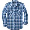 imageMens Plaid Pearl Snap Button Shirts Casual Long Sleeve Checked Shirt Western Cowboy Shirts with Two Pockets for WorkBlue