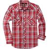 imageMens Plaid Pearl Snap Button Shirts Casual Long Sleeve Checked Shirt Western Cowboy Shirts with Two Pockets for WorkRed