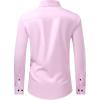 imageJVER Mens Dress Shirts Stretch Long Sleeve Formal Shirt Solid Business Casual Button Down Shirts for Wedding PromPink