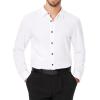 imageJVER Mens Dress Shirts Stretch Long Sleeve Formal Shirt Solid Business Casual Button Down Shirts for Wedding PromWhite