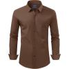 imageJVER Mens Dress Shirts Stretch Long Sleeve Formal Shirt Solid Business Casual Button Down Shirts for Wedding PromBrown