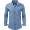 imageJVER Mens Dress Shirts Stretch Long Sleeve Formal Shirt Solid Business Casual Button Down Shirts for Wedding PromClassic Blue
