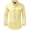 imageJVER Mens Dress Shirts Stretch Long Sleeve Formal Shirt Solid Business Casual Button Down Shirts for Wedding PromYellow