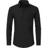 imageJVER Mens Dress Shirts Wrinkle Free Long Sleeve Formal Shirt Solid Business Casual Button Down Shirts for Wedding PromBlack