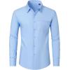 imageJVER Mens Dress Shirts Wrinkle Free Long Sleeve Formal Shirt Solid Business Casual Button Down Shirts for Wedding PromBlue