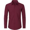 imageJVER Mens Dress Shirts Wrinkle Free Long Sleeve Formal Shirt Solid Business Casual Button Down Shirts for Wedding PromBurgundy