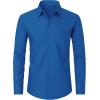 imageJVER Mens Dress Shirts Wrinkle Free Long Sleeve Formal Shirt Solid Business Casual Button Down Shirts for Wedding PromCobalt Blue