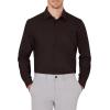 imageJVER Mens Dress Shirts Wrinkle Free Long Sleeve Formal Shirt Solid Business Casual Button Down Shirts for Wedding PromDark Brown