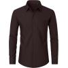 imageJVER Mens Dress Shirts Wrinkle Free Long Sleeve Formal Shirt Solid Business Casual Button Down Shirts for Wedding PromDark Brown