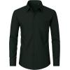 imageJVER Mens Dress Shirts Wrinkle Free Long Sleeve Formal Shirt Solid Business Casual Button Down Shirts for Wedding PromDark Green
