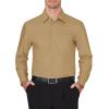 imageJVER Mens Dress Shirts Wrinkle Free Long Sleeve Formal Shirt Solid Business Casual Button Down Shirts for Wedding PromKhaki Brown
