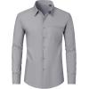 imageJVER Mens Dress Shirts Wrinkle Free Long Sleeve Formal Shirt Solid Business Casual Button Down Shirts for Wedding PromLight Gray