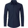 imageJVER Mens Dress Shirts Wrinkle Free Long Sleeve Formal Shirt Solid Business Casual Button Down Shirts for Wedding PromNavy Blue